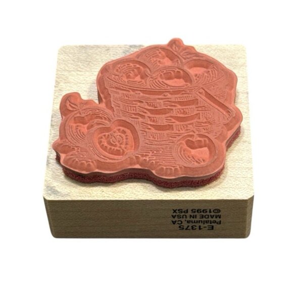Rubber Stamp Wood Mounted Basket Of Apples PSX Designs Scrapbooking Crafts 1995 - Picture 2 of 3